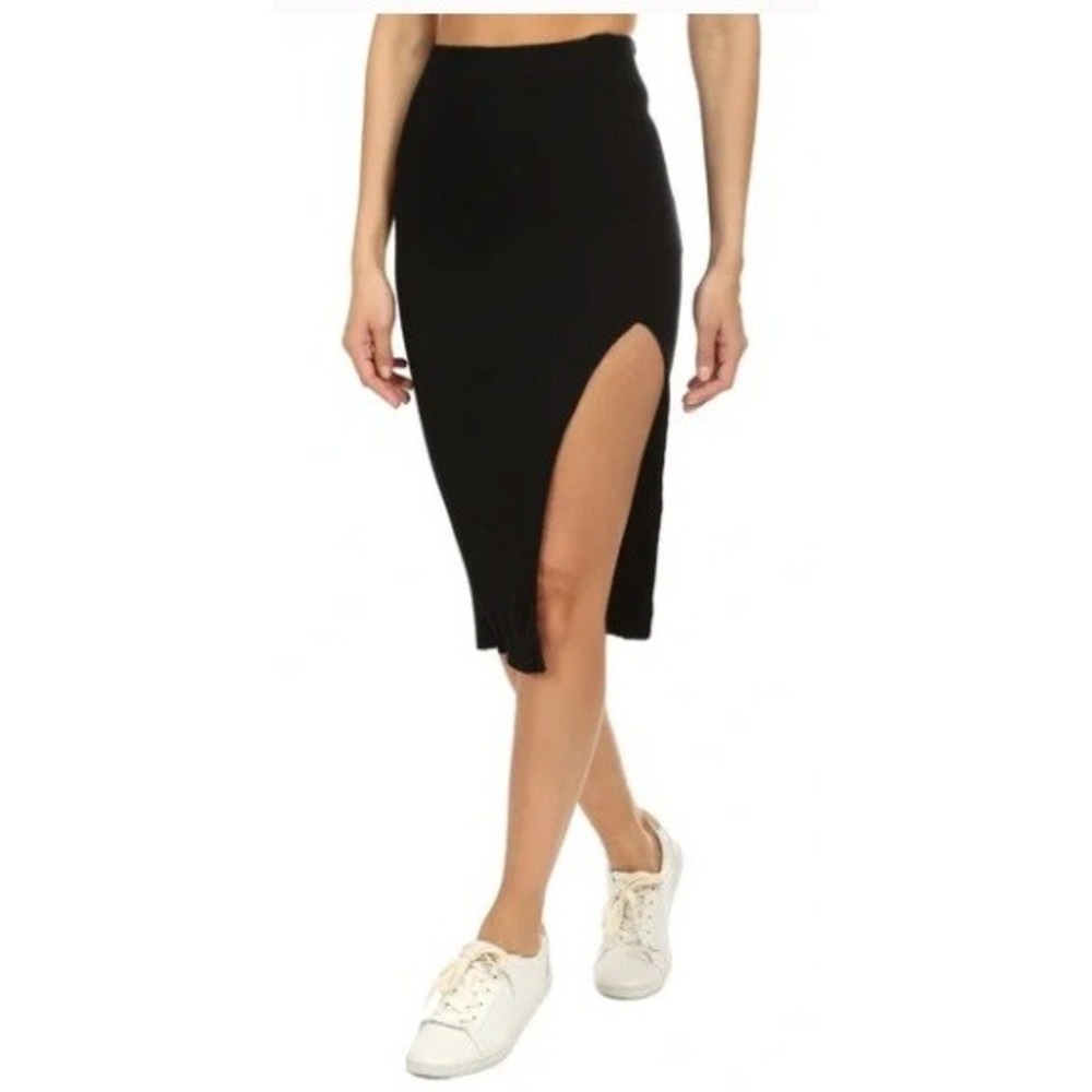NWOT Cotton Citizen‎ Pink Ribbed Knit Midi Skirt Small Pastel Slit Pencil Skirt
